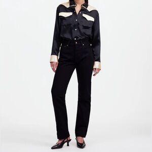 BRAND NEW Alexa Chung for Madewell High-Rise Straight Jean in Black in Size 23